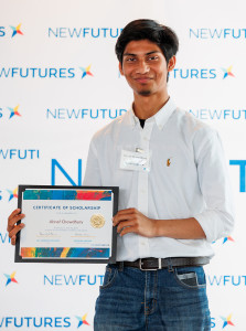 Ahnaf receiving his New Futures scholarship at Scholar Award Celebration in February 2023.